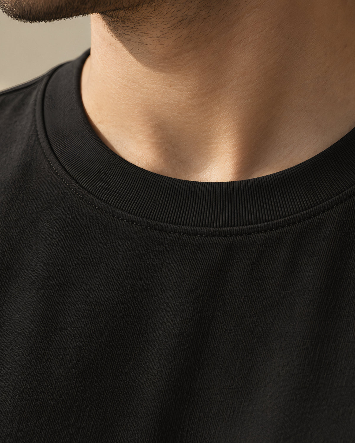 rib collar detail, black