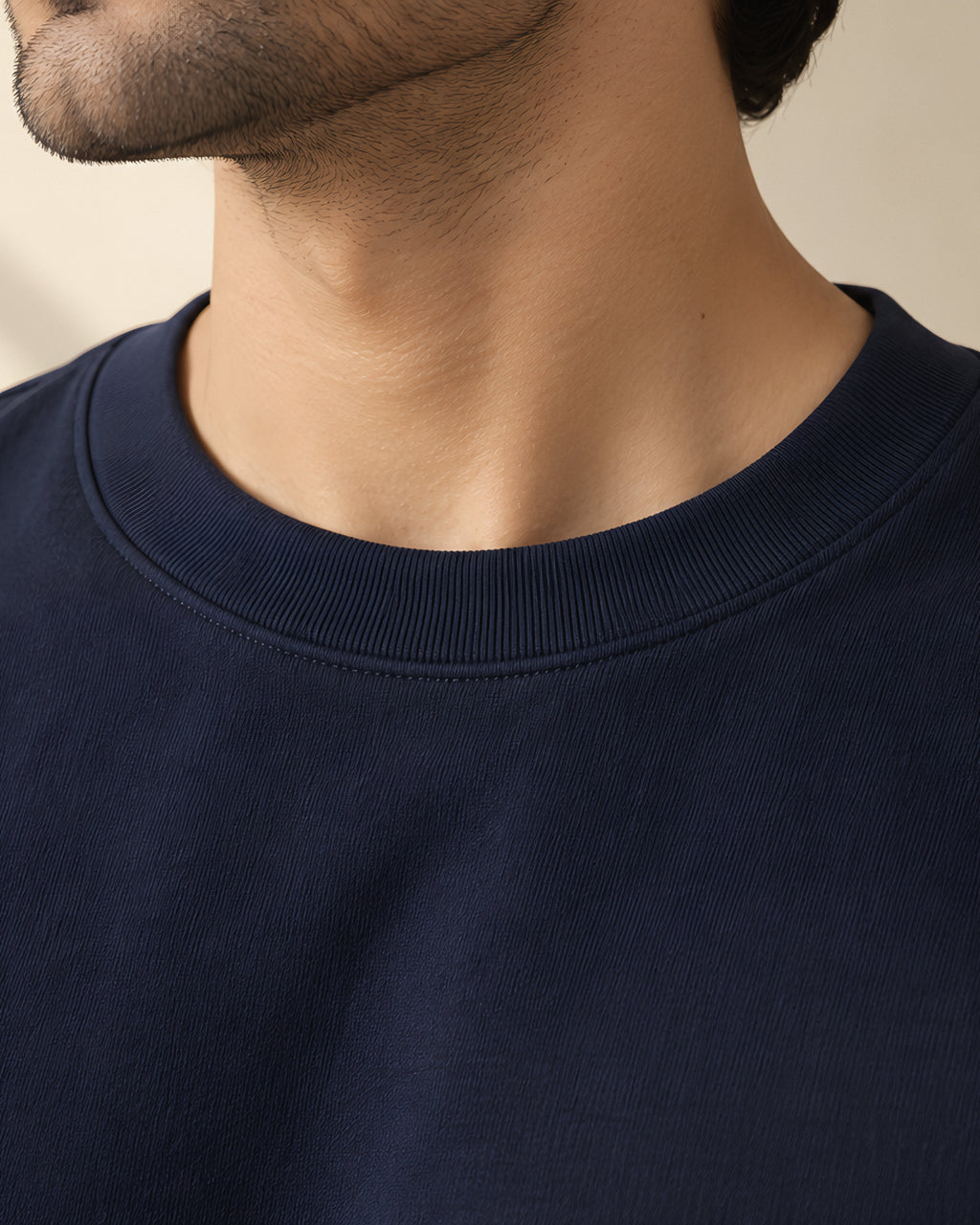 rib collar detail, dark blue