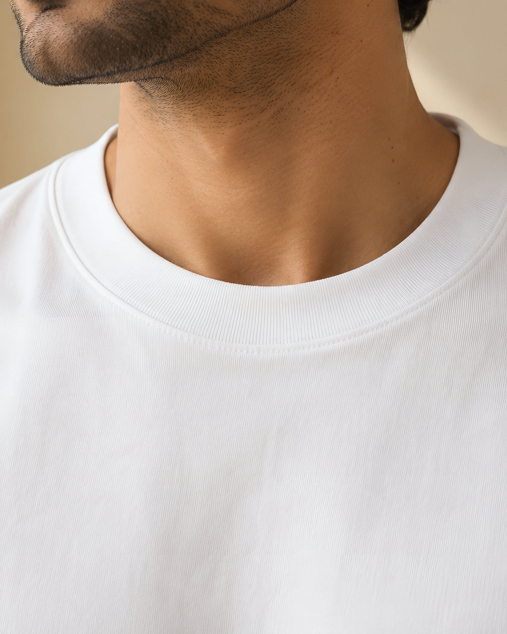 rib collar detail, white
