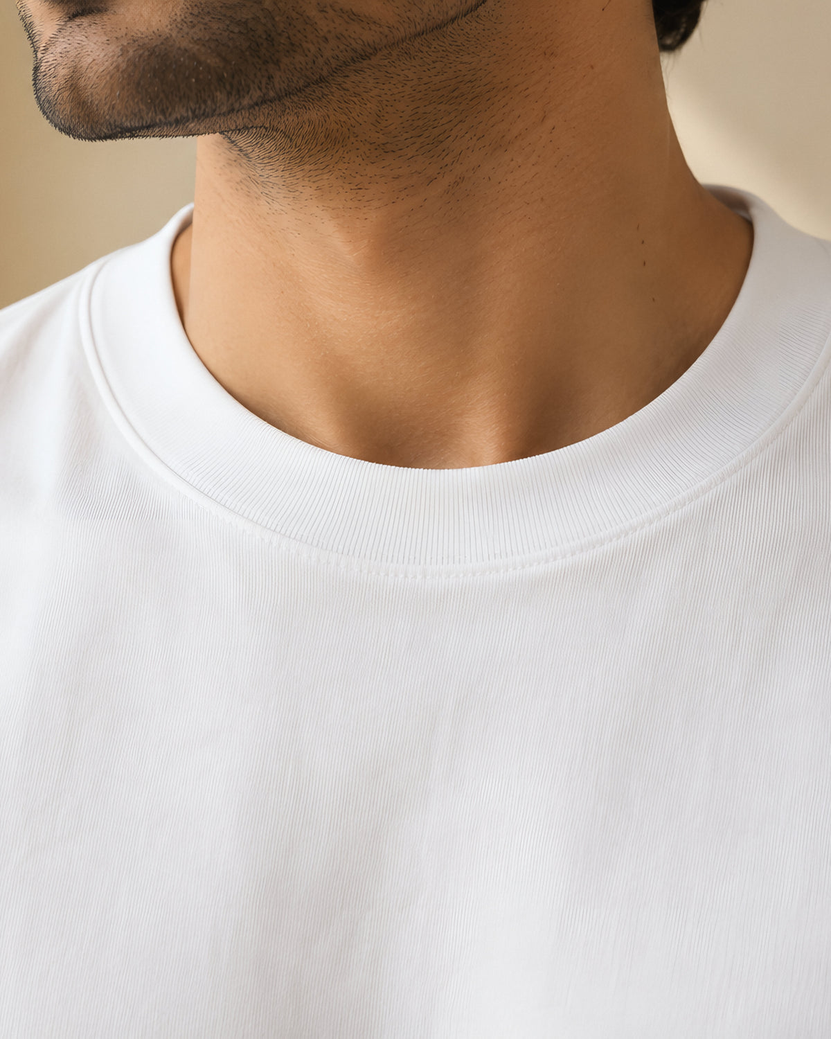 rib collar detail, white